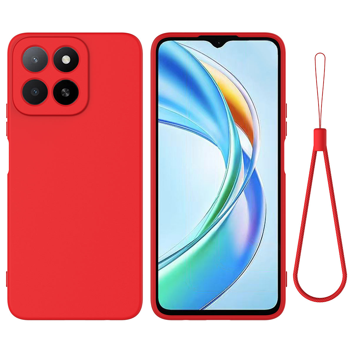 For Honor 400 Smart 5G / Honor X7d 4G / Honor X7d 5G / Honor 400 Smart 4G Liquid Silicone Case Phone Back Cover with Hand Strap