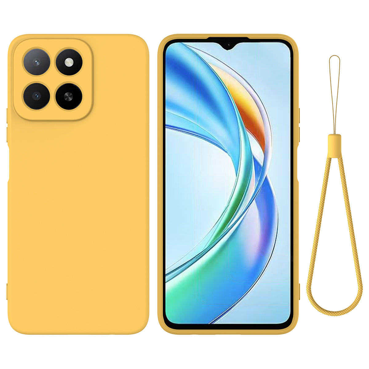 For Honor 400 Smart 5G / Honor X7d 4G / Honor X7d 5G / Honor 400 Smart 4G Liquid Silicone Case Phone Back Cover with Hand Strap