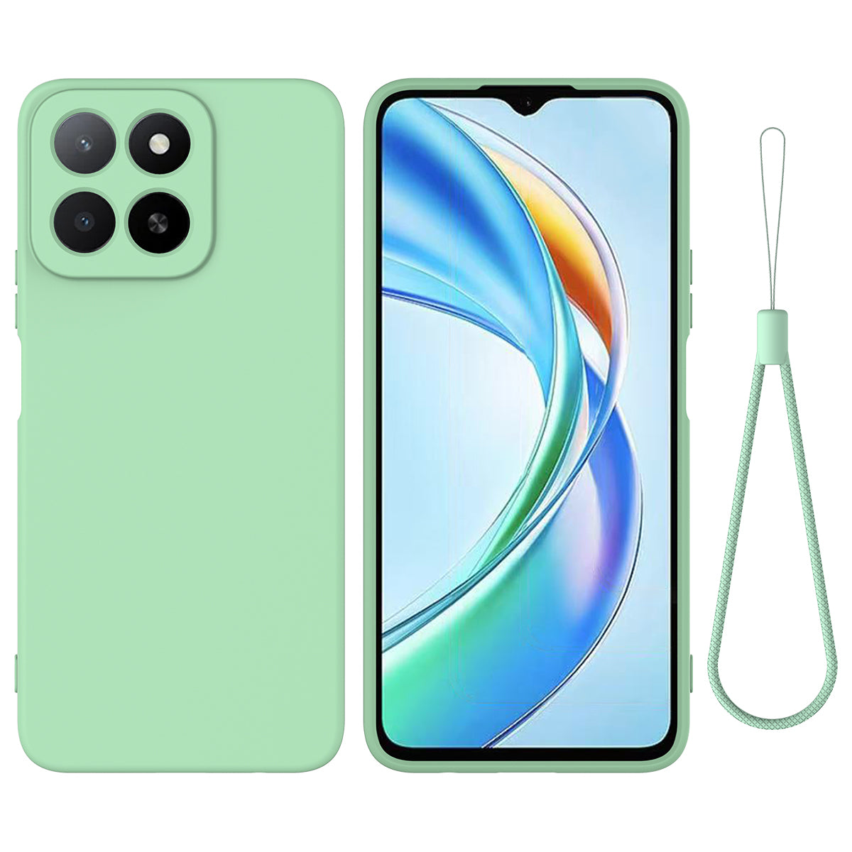 For Honor 400 Smart 5G / Honor X7d 4G / Honor X7d 5G / Honor 400 Smart 4G Liquid Silicone Case Phone Back Cover with Hand Strap