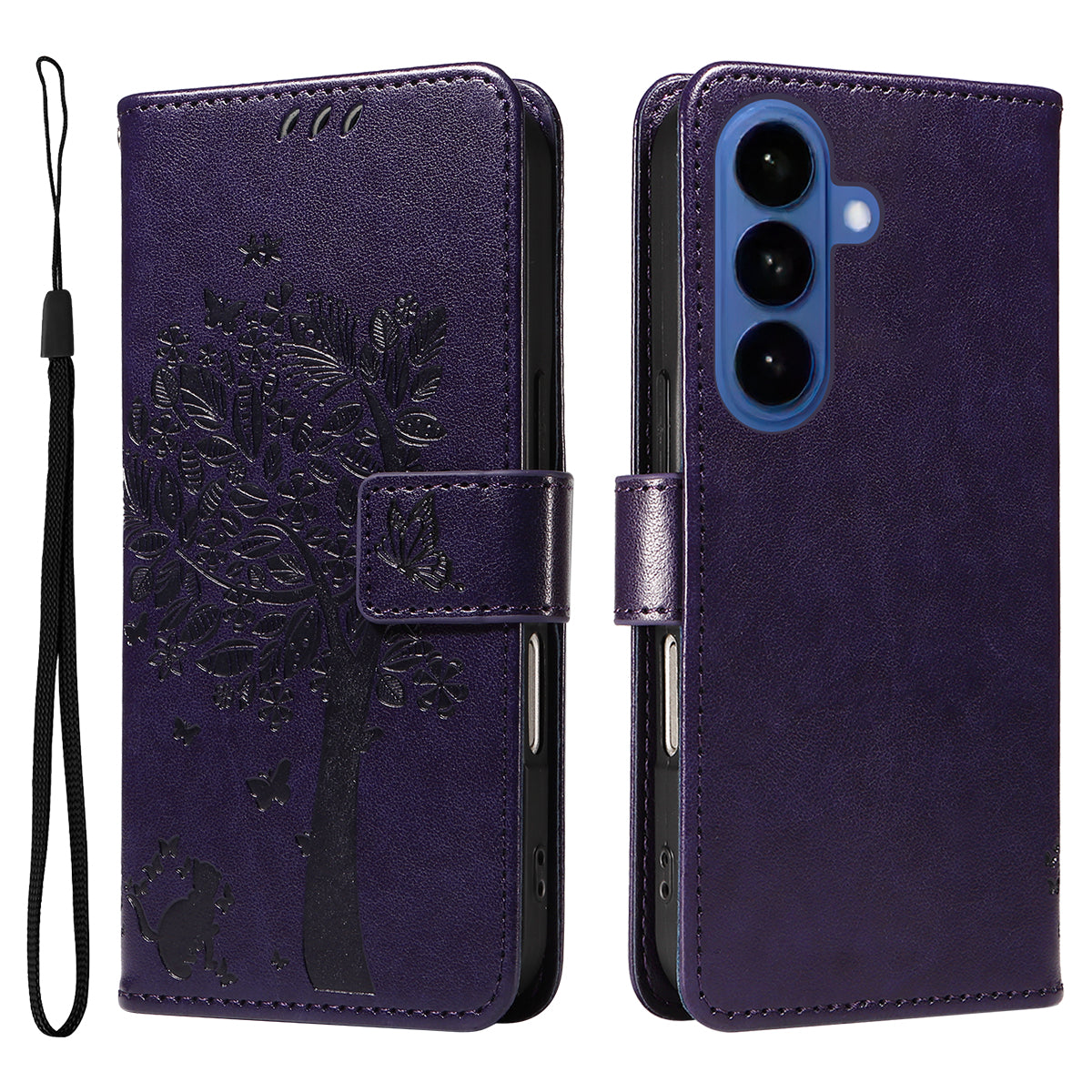 For Samsung Galaxy S27 / S26 Phone Case with Stand Cat Tree Pattern Leather Wallet Mobile Cover