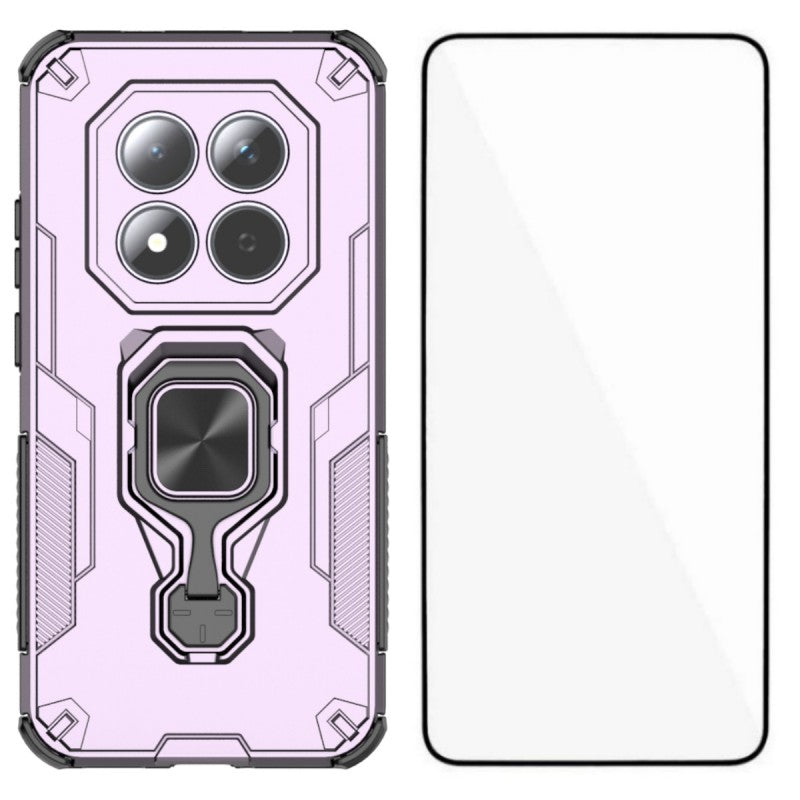 WANLONFENG For Xiaomi Redmi Note 15 Pro 5G (Global) Phone Case  PC TPU Back Cover Kickstand with Tempered Glass