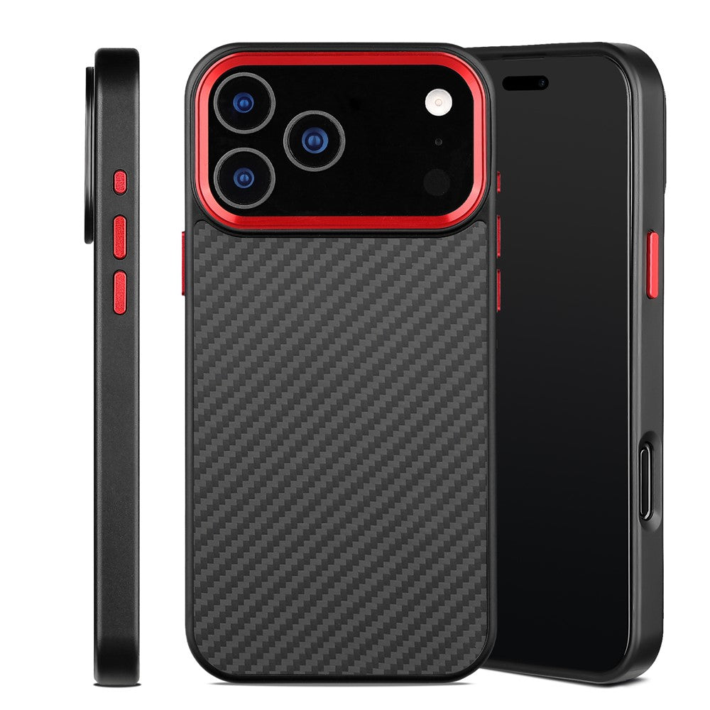 Til iPhone 17 Pro Max cover kompatibel med MagSafe Aramid Fiber TPU telefoncover med metal linseramme