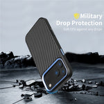 Til iPhone 17 Pro Max cover kompatibel med MagSafe Aramid Fiber TPU telefoncover med metal linseramme