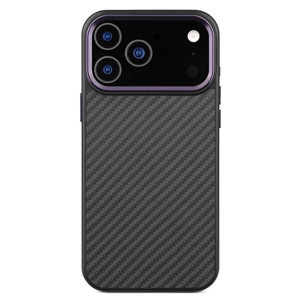Til iPhone 17 Pro Max cover kompatibel med MagSafe Aramid Fiber TPU telefoncover med metal linseramme