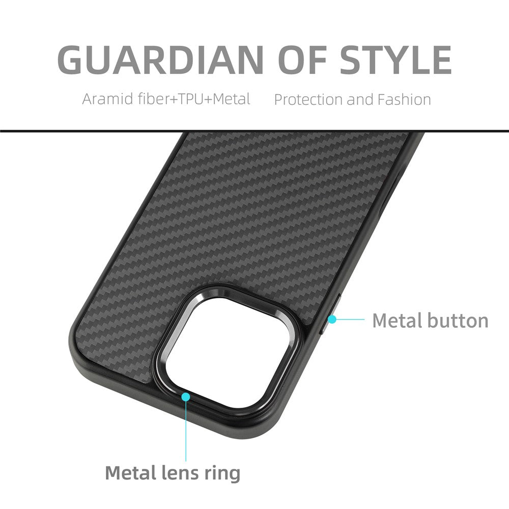 For iPhone 12  /  12 Pro Case Compatible with MagSafe Aramid Fiber TPU Phone Cover with Metal Lens Frame