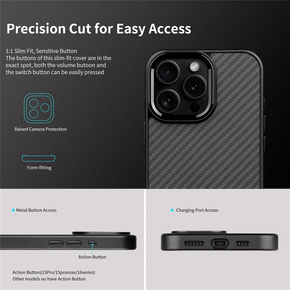For iPhone 12  /  12 Pro Case Compatible with MagSafe Aramid Fiber TPU Phone Cover with Metal Lens Frame