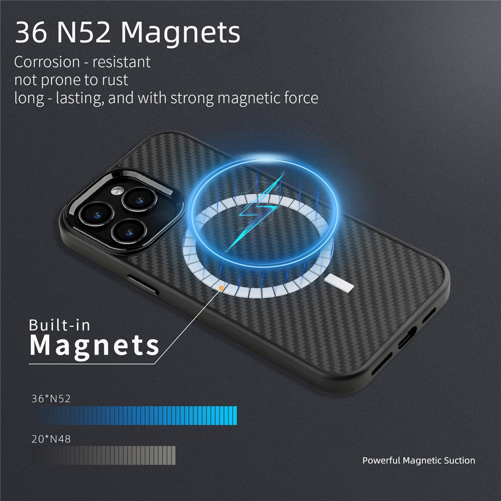 For iPhone 12  /  12 Pro Case Compatible with MagSafe Aramid Fiber TPU Phone Cover with Metal Lens Frame