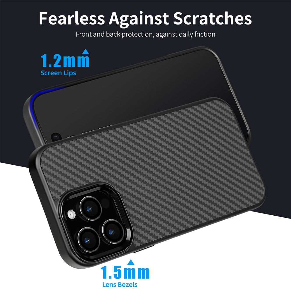 For iPhone 12  /  12 Pro Case Compatible with MagSafe Aramid Fiber TPU Phone Cover with Metal Lens Frame