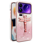 KADEM For Xiaomi 17 Pro Case Dragonfly Kickstand TPU Flowers Glitter Phone Cover