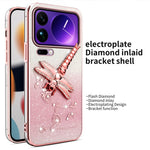 KADEM For Xiaomi 17 Pro Max Case Dragonfly Kickstand TPU Flowers Glitter Phone Cover