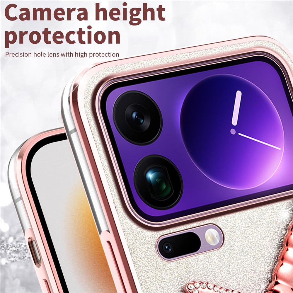 KADEM For Xiaomi 17 Pro Max Case Dragonfly Kickstand TPU Flowers Glitter Phone Cover