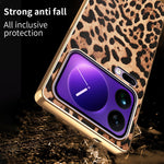 Xiaomi 17 Pro Max-skal Leopardtryck PU-läderbelagd PC + TPU Galvaniserad mobilskal