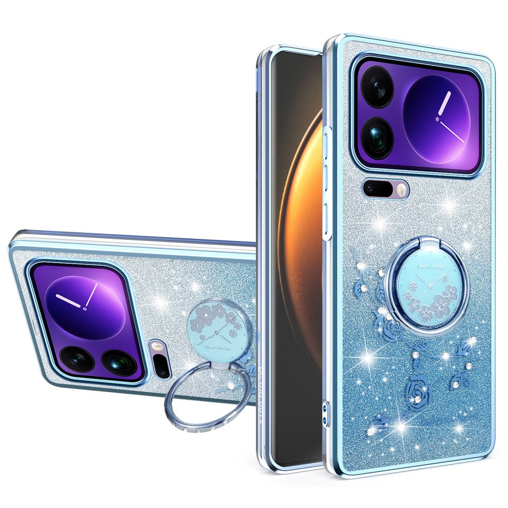 KADEM För Xiaomi 17 Pro Max Skal Ring Stativ TPU Blommor mobilskal Gradient Glitter