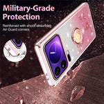 KADEM For Xiaomi 17 Pro Case Ring Kickstand TPU Flowers Phone Cover Gradient Glitter
