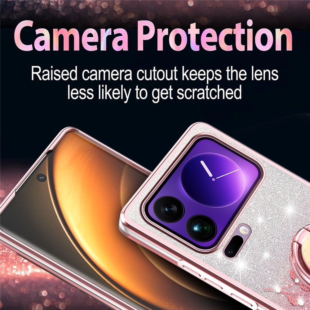 KADEM For Xiaomi 17 Pro Case Ring Kickstand TPU Flowers Phone Cover Gradient Glitter