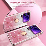 KADEM For Xiaomi 17 Pro Case Ring Kickstand TPU Flowers Phone Cover Gradient Glitter
