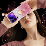 KADEM For Xiaomi 17 Pro Case Ring Kickstand TPU Flowers Phone Cover Gradient Glitter