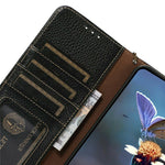 For Xiaomi 15T Case RFID Blocking Genuine Cow Leather Phone Cover Litchi Texture
