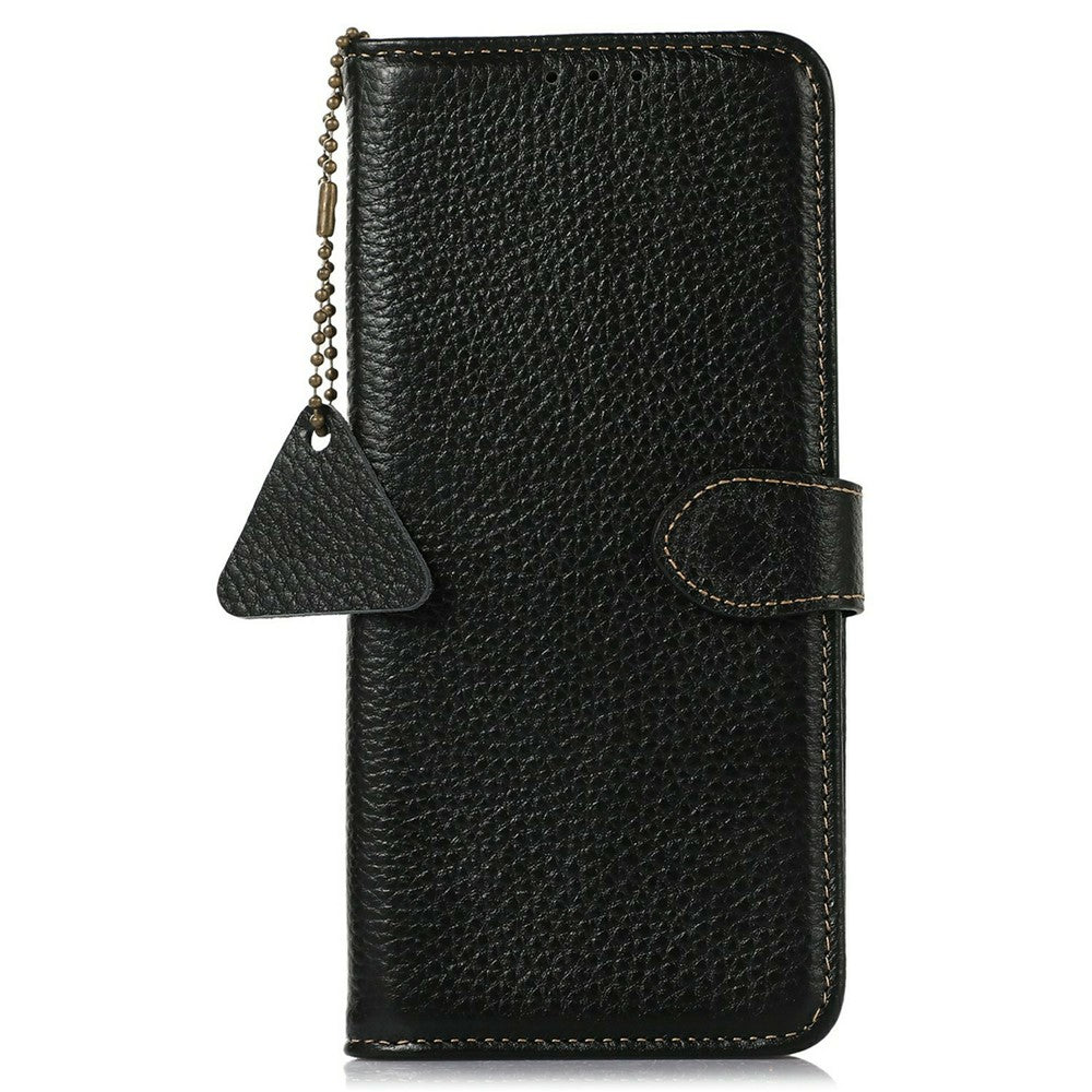 For Xiaomi 15T Case RFID Blocking Genuine Cow Leather Phone Cover Litchi Texture