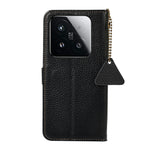 For Xiaomi 15T Case RFID Blocking Genuine Cow Leather Phone Cover Litchi Texture