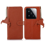 For Xiaomi 15T Case RFID Blocking Genuine Cow Leather Phone Cover Litchi Texture