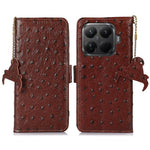 For Xiaomi 15T Pro Case RFID Blocking Genuine Cow Leather Phone Case Ostrich Texture
