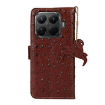 For Xiaomi 15T Pro Case RFID Blocking Genuine Cow Leather Phone Case Ostrich Texture