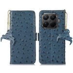 For Xiaomi 15T Pro Case RFID Blocking Genuine Cow Leather Phone Case Ostrich Texture