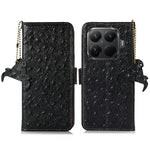 For Xiaomi 15T Pro Case RFID Blocking Genuine Cow Leather Phone Case Ostrich Texture