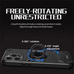 For iPhone 15 Pro Max Case with Ring Holder Kickstand PC + TPU Anti-Fall Phone Cover