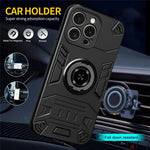 For iPhone 15 Pro Max Case with Ring Holder Kickstand PC + TPU Anti-Fall Phone Cover