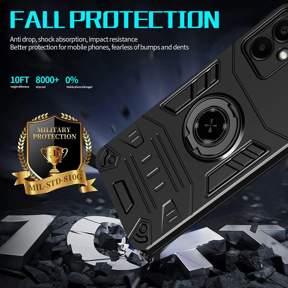 Til Samsung Galaxy A06 4G cover med ringholder støttefod PC + TPU Anti-fald telefoncover