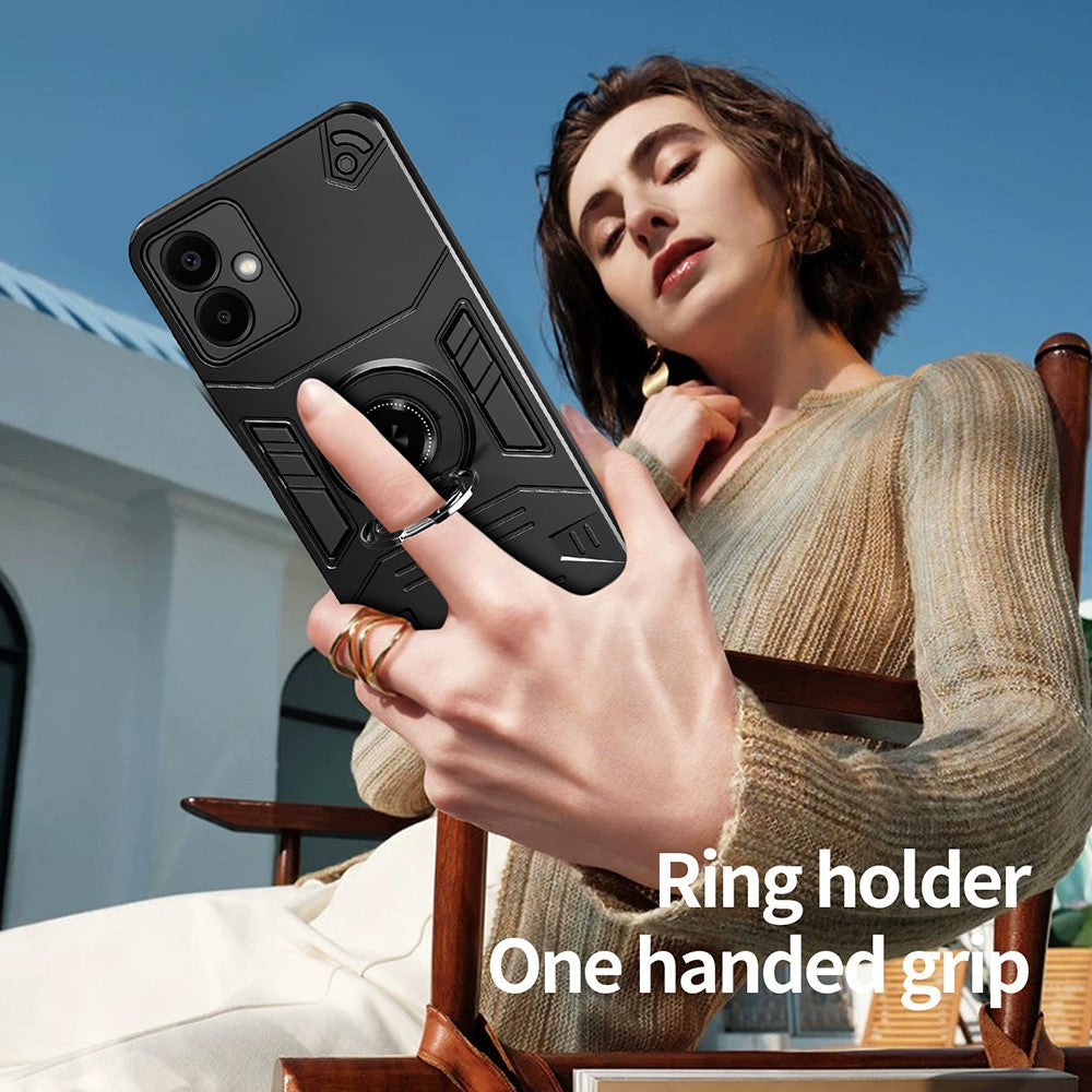 Til Samsung Galaxy A06 4G cover med ringholder støttefod PC + TPU Anti-fald telefoncover