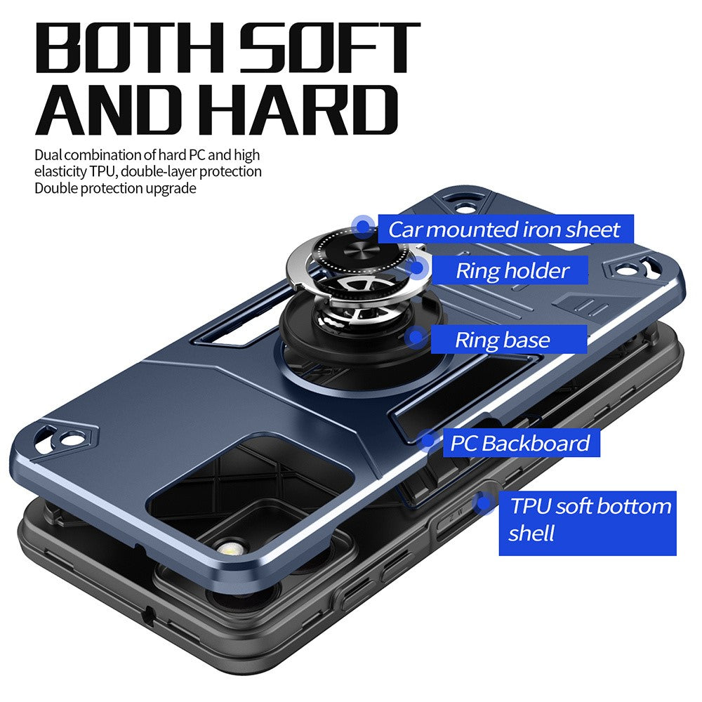 Til Samsung Galaxy A06 4G cover med ringholder støttefod PC + TPU Anti-fald telefoncover