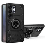 For Samsung Galaxy S25 Ultra Case with Ring Holder Kickstand PC + TPU Anti-Fall Phone Cover