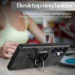 For Samsung Galaxy S25 Ultra Case with Ring Holder Kickstand PC + TPU Anti-Fall Phone Cover