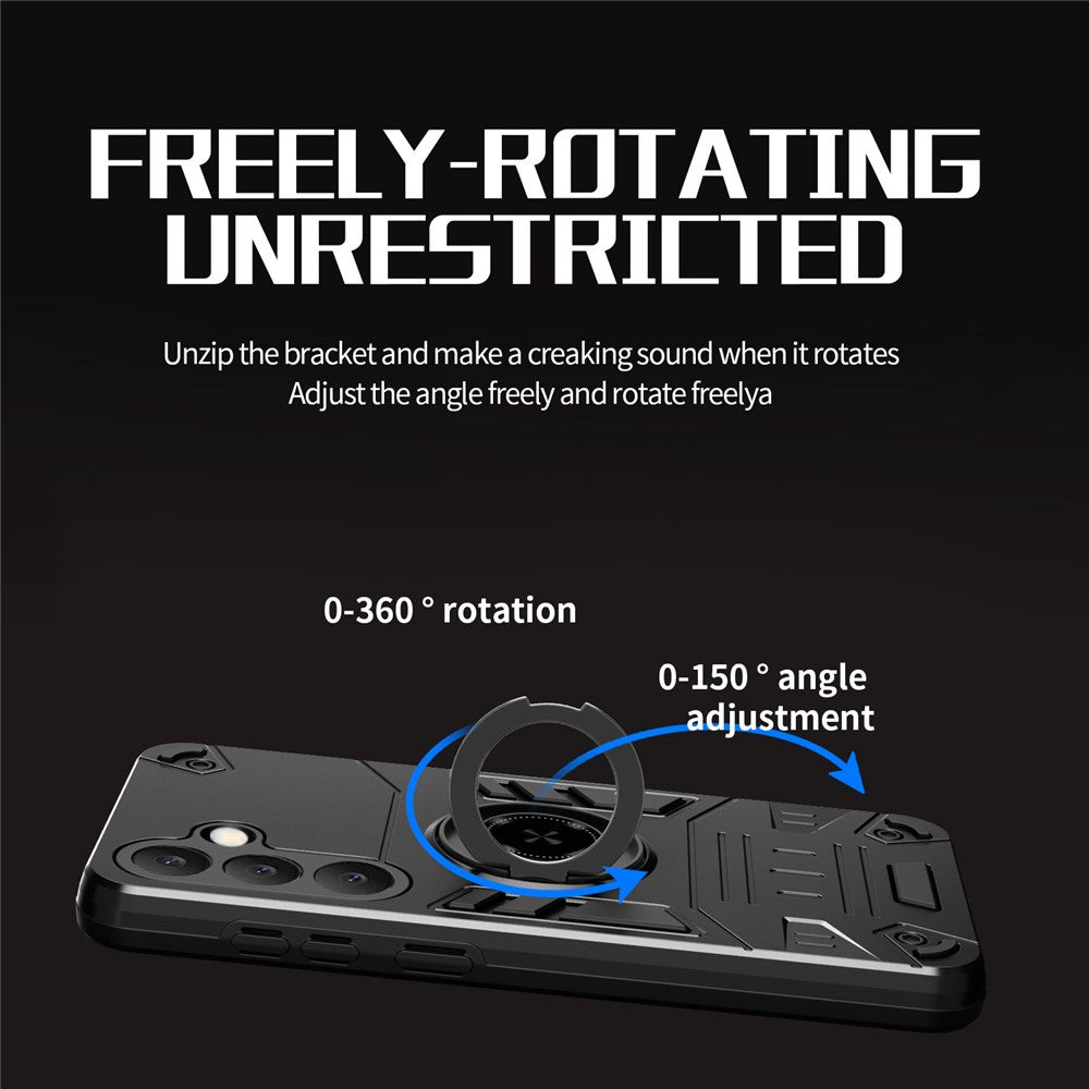 Samsung Galaxy S25 FE-skal med ringhållare, stativ, PC + TPU, fallskyddande mobilskal