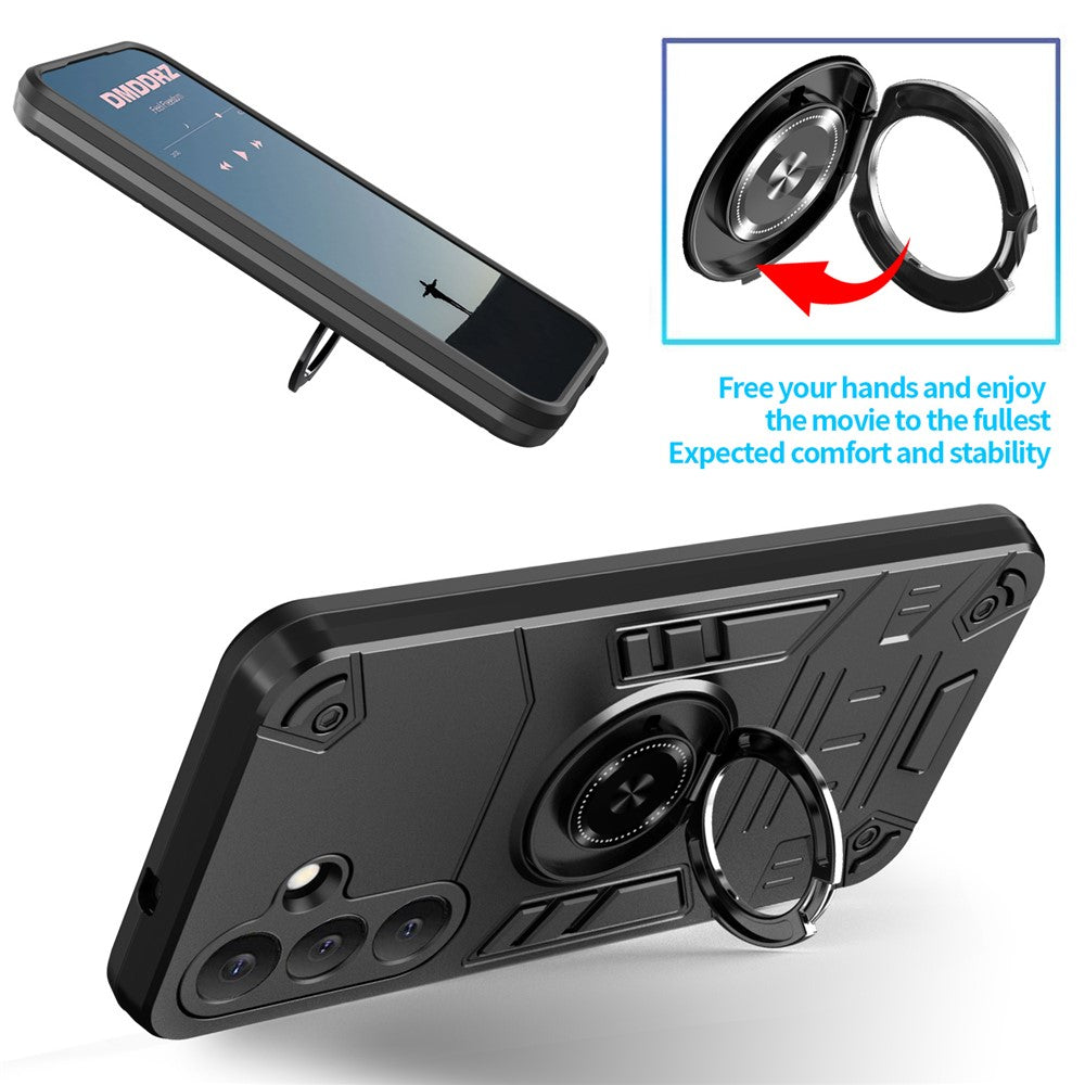 Samsung Galaxy S25 FE-skal med ringhållare, stativ, PC + TPU, fallskyddande mobilskal