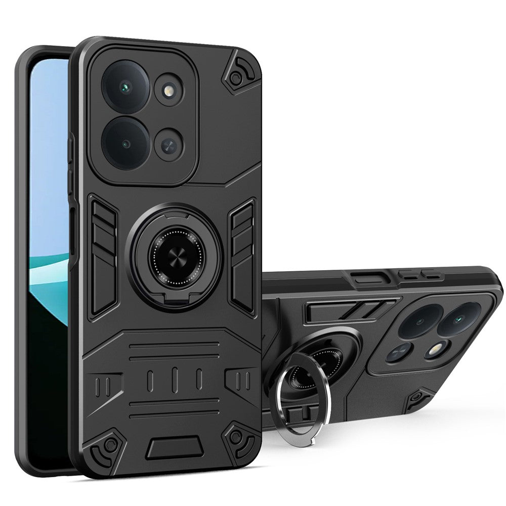For Xiaomi Redmi 15C 4G (Global) (171mm) / Poco C85 4G (171mm) Case with Ring Holder Kickstand PC + TPU Anti-Fall Phone Cover