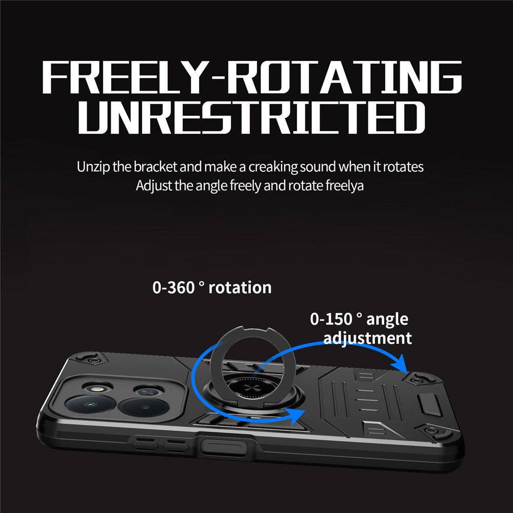 For Xiaomi Redmi 15C 4G (Global) (171mm) / Poco C85 4G (171mm) Case with Ring Holder Kickstand PC + TPU Anti-Fall Phone Cover