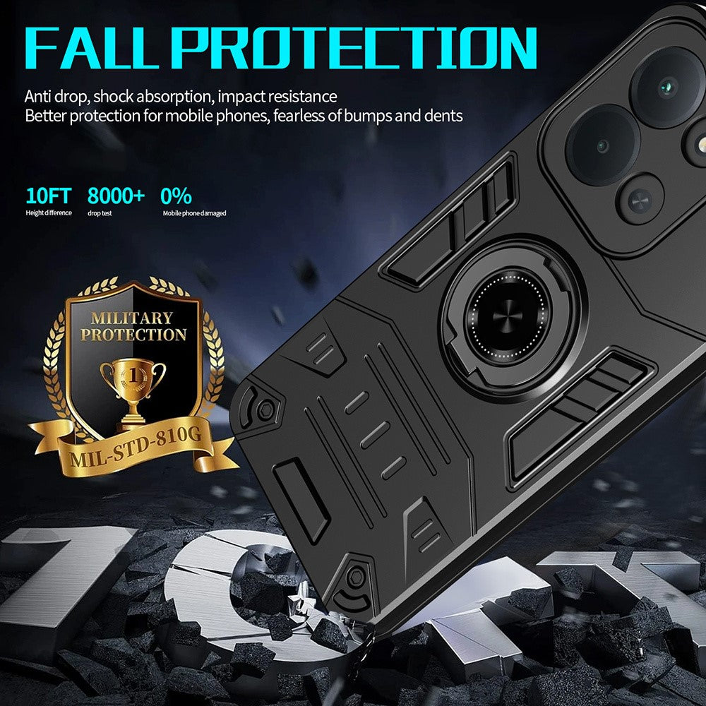 For Xiaomi Redmi 15C 4G (Global) (171mm) / Poco C85 4G (171mm) Case with Ring Holder Kickstand PC + TPU Anti-Fall Phone Cover