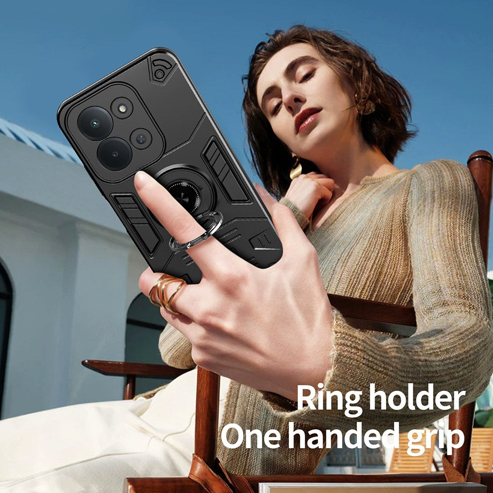 For Xiaomi Redmi 15C 4G (Global) (171mm) / Poco C85 4G (171mm) Case with Ring Holder Kickstand PC + TPU Anti-Fall Phone Cover