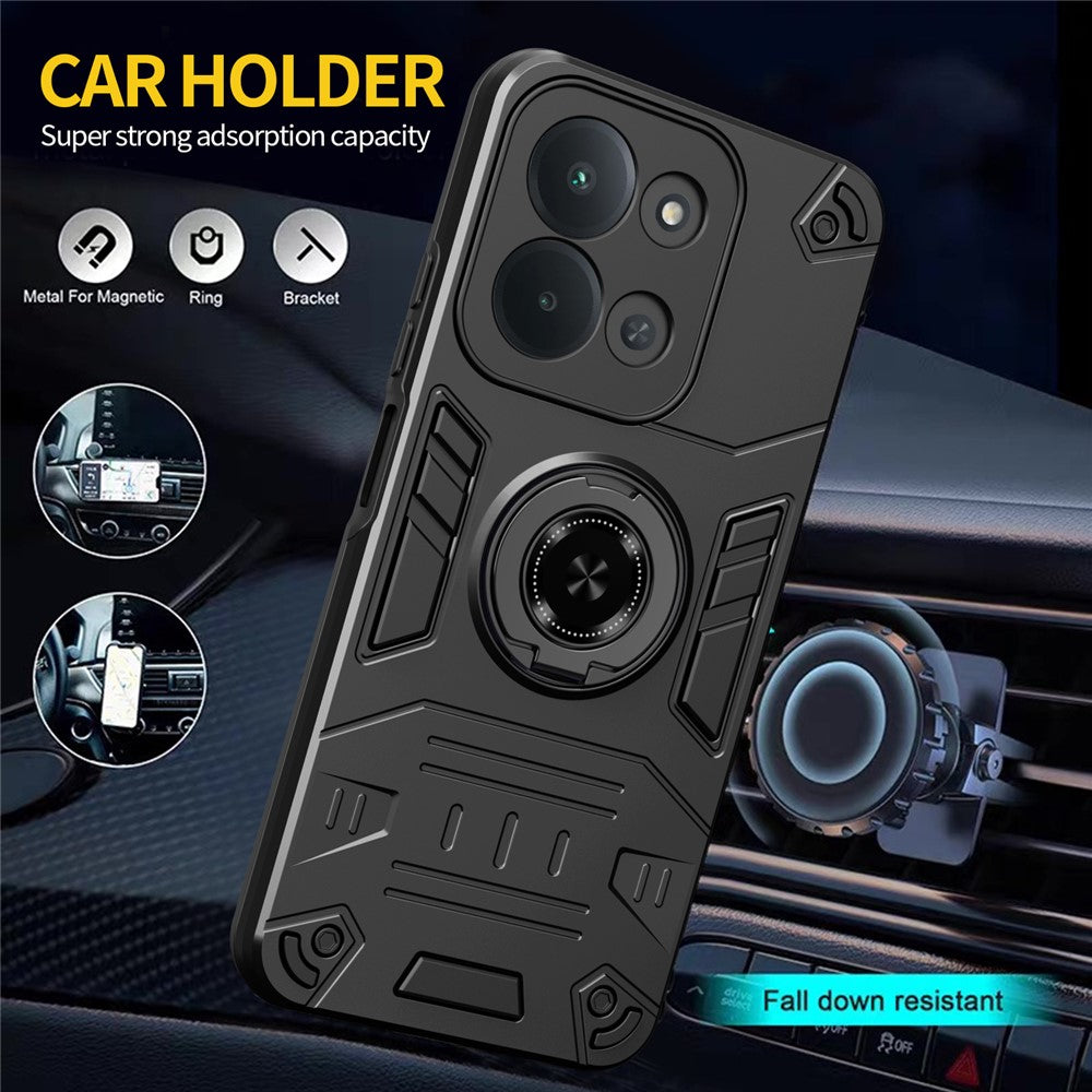 For Xiaomi Redmi 15C 4G (Global) (171mm) / Poco C85 4G (171mm) Case with Ring Holder Kickstand PC + TPU Anti-Fall Phone Cover