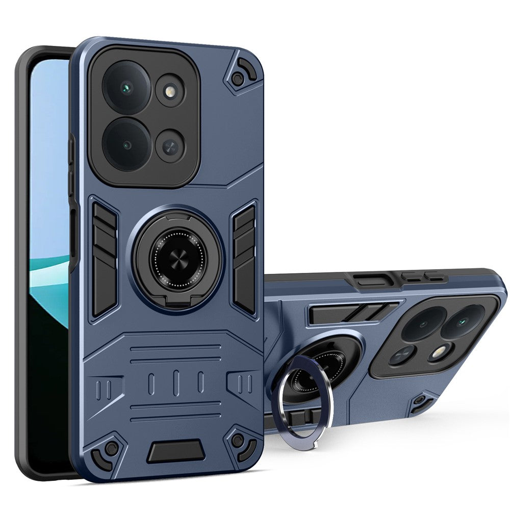 For Xiaomi Redmi 15C 4G (Global) (171mm) / Poco C85 4G (171mm) Case with Ring Holder Kickstand PC + TPU Anti-Fall Phone Cover