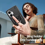 Etui med ringholder og støttefod, PC + TPU-stødsikkert mobilcover til Xiaomi Redmi Turbo 4 Pro 5G / Poco F7 5G