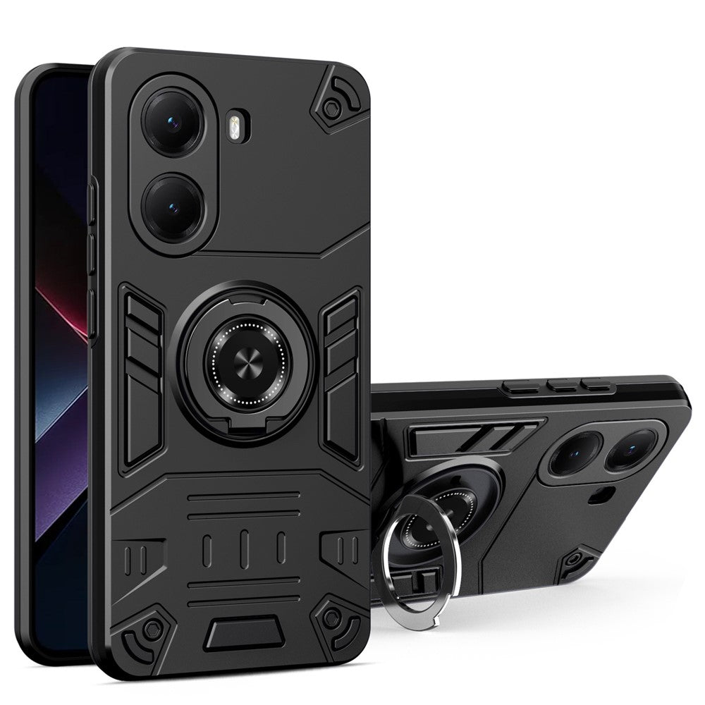 For Xiaomi Poco X7 Pro 5G / Redmi Turbo 4 5G Case with Ring Holder Kickstand PC + TPU Anti-Fall Phone Cover