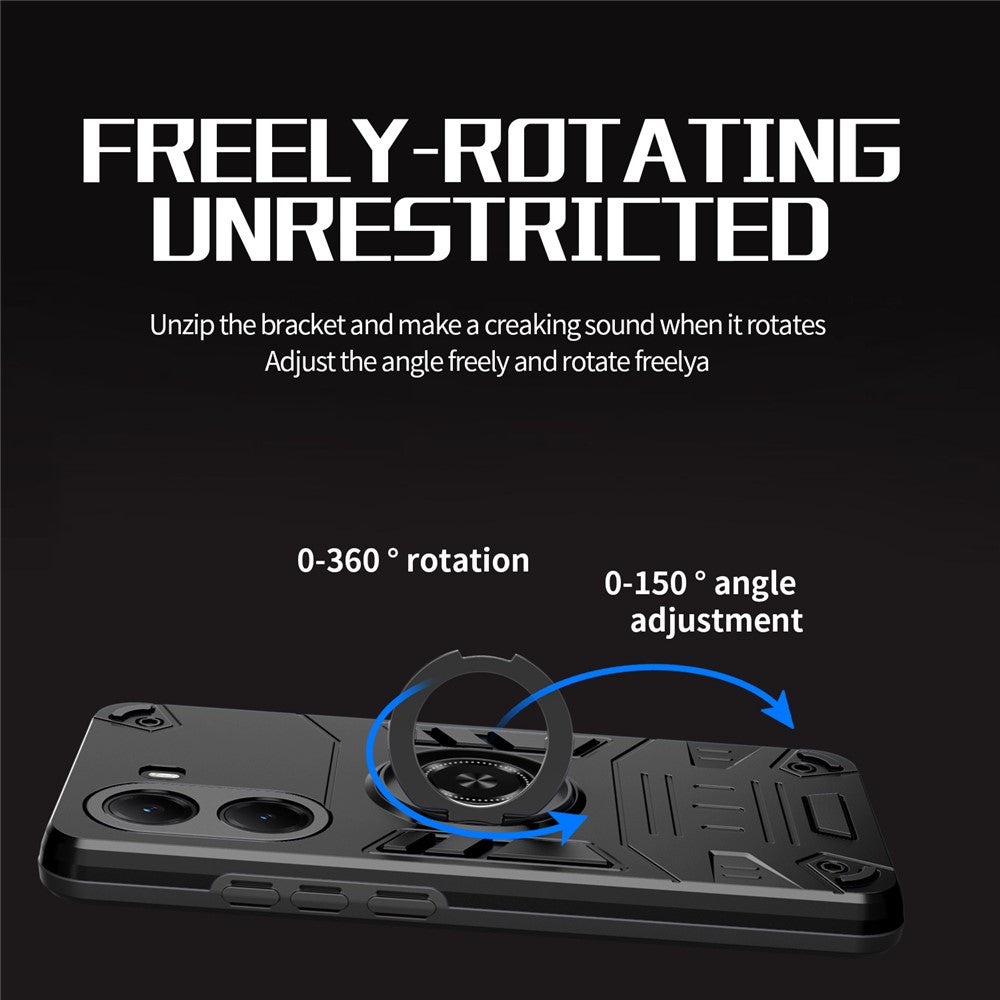 For Xiaomi Poco X7 Pro 5G / Redmi Turbo 4 5G Case with Ring Holder Kickstand PC + TPU Anti-Fall Phone Cover