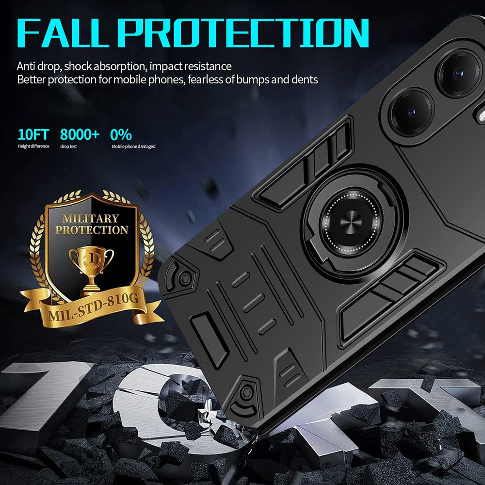 For Xiaomi Poco X7 Pro 5G / Redmi Turbo 4 5G Case with Ring Holder Kickstand PC + TPU Anti-Fall Phone Cover