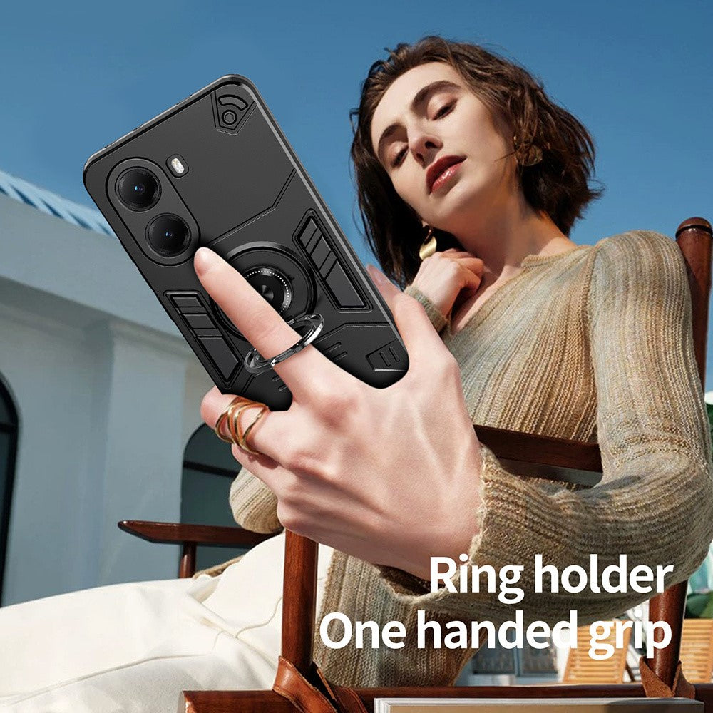 For Xiaomi Poco X7 Pro 5G / Redmi Turbo 4 5G Case with Ring Holder Kickstand PC + TPU Anti-Fall Phone Cover