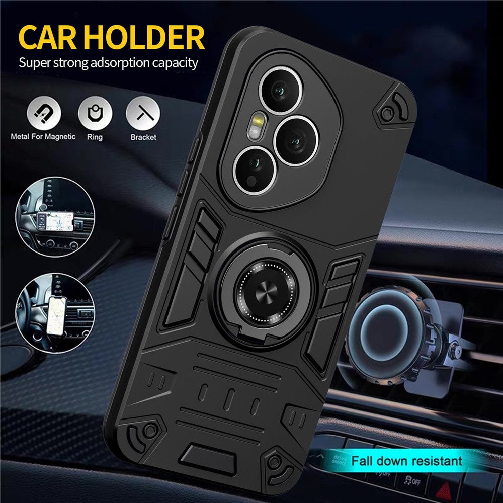 For Honor 400 Pro 5G (Global) Case with Ring Holder Kickstand PC + TPU Anti-Fall Phone Cover